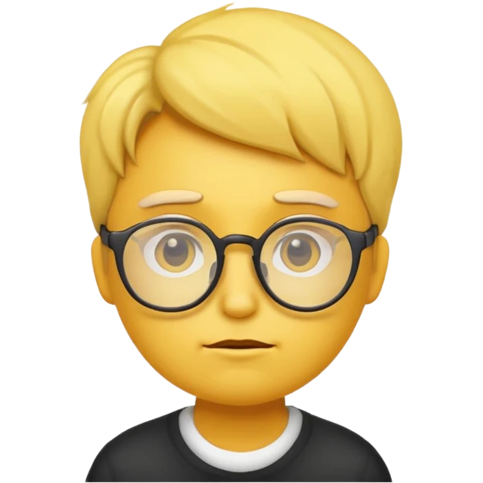 yellow emoji wearing glasses and thinking not smiling emoji