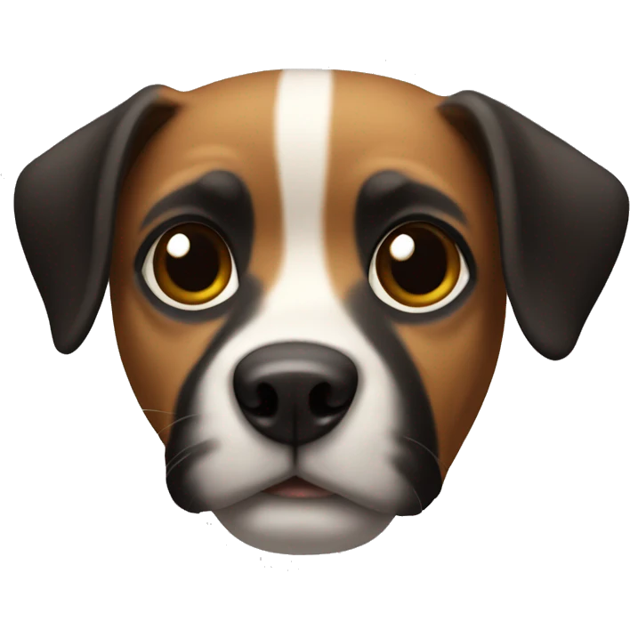 Dog with black face and ears brown eyebrows and white stripe down the middle  emoji