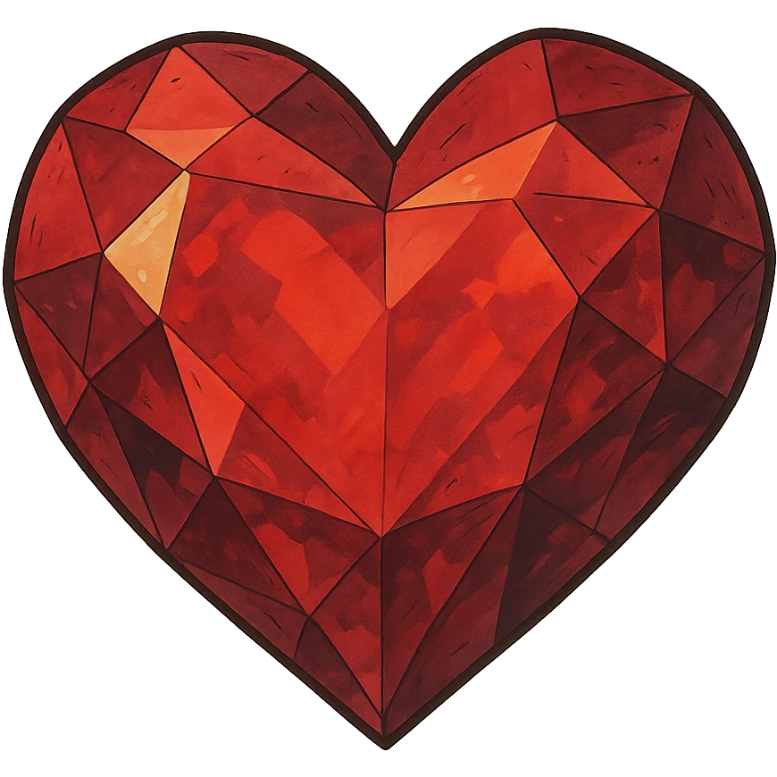 red diamond heart in ghibli style emoji