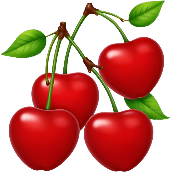 Two pair of red cherry with green leaves🍒 emoji