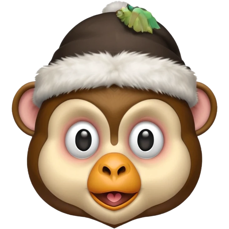 Make a monkey head wear a penguin hat emoji
