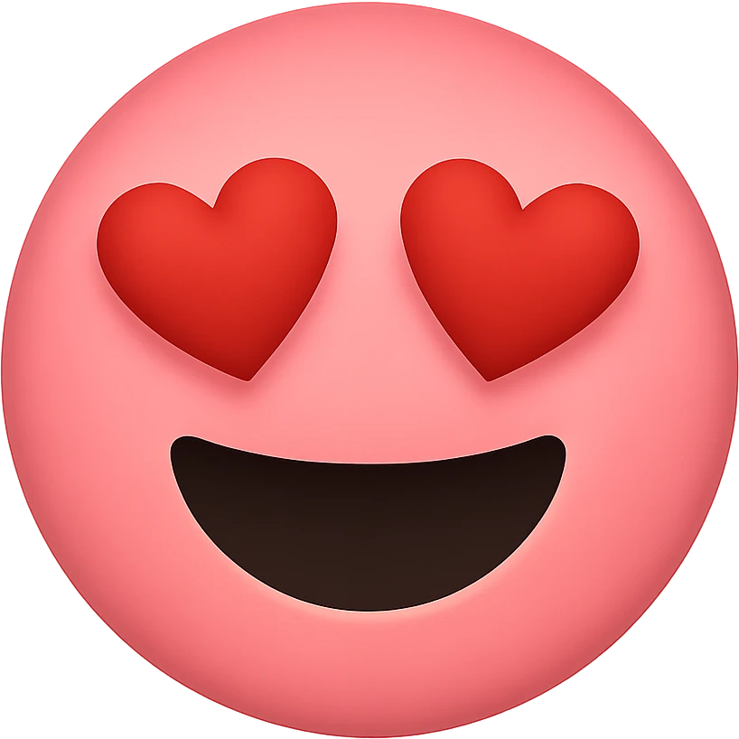 pink face with heart eyes emoji, digital illustration emoji