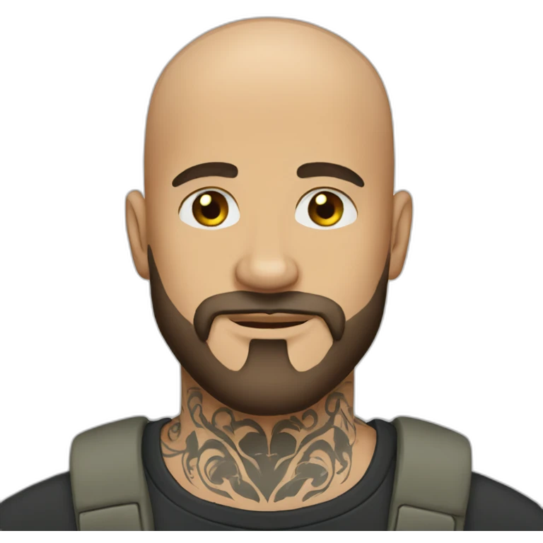 bald beard man with tattoo emoji