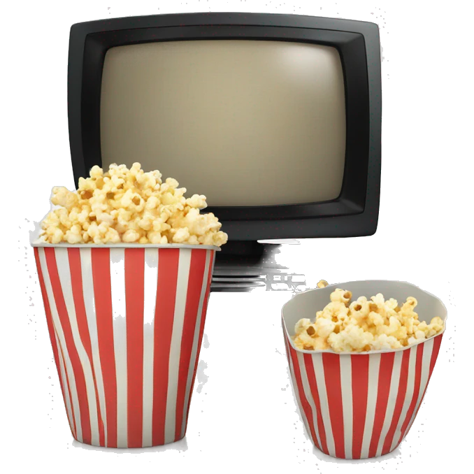 Popcorn in a striped cup with a TV emoji