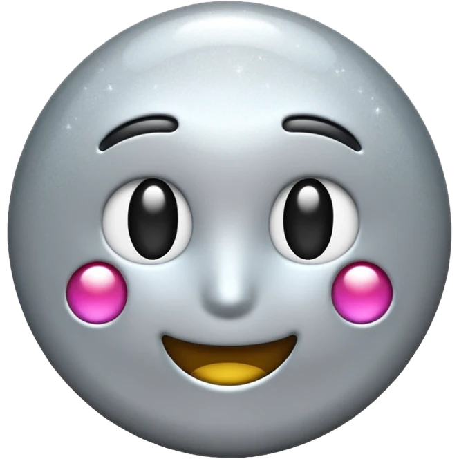 Silver chrome sparkle emoji, iOS emoji style, minimal shape, glossy metallic shine, clean background, smooth lighting emoji