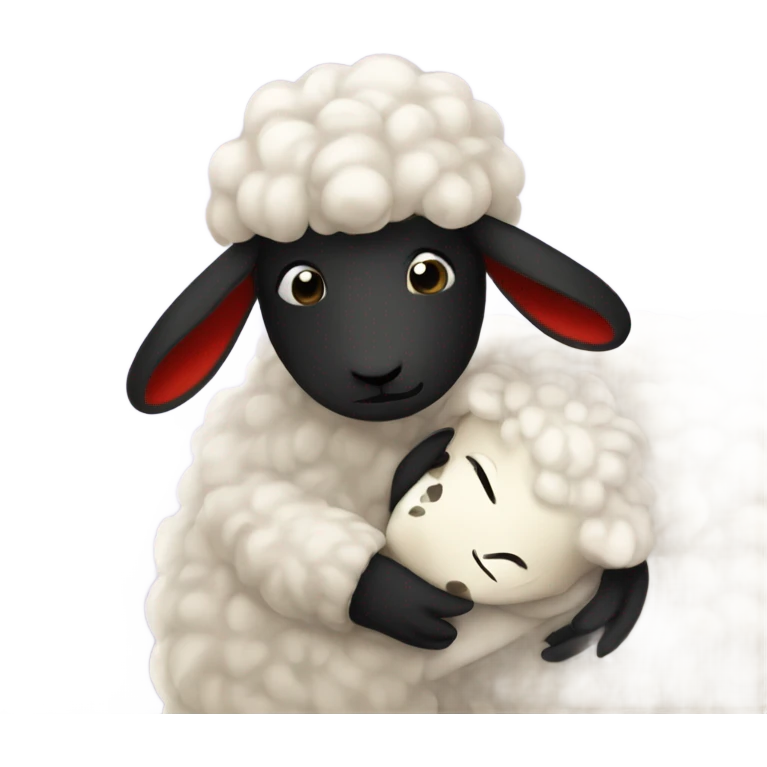 Sheep hug ladybug emoji