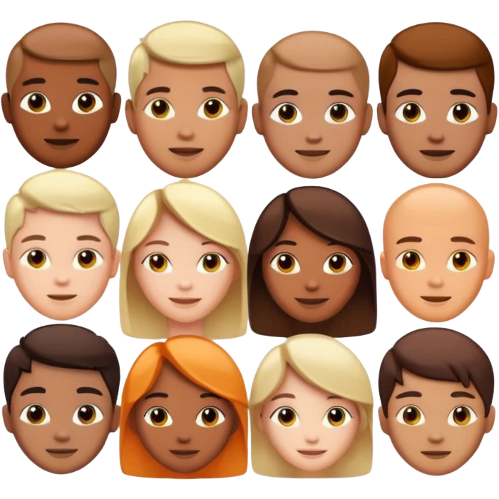 diverse group of digital avatars, digital faces with glowing outlines, modern and friendly style emoji