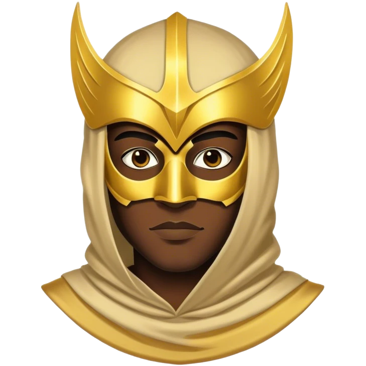  black hoodman with golden  mask emoji