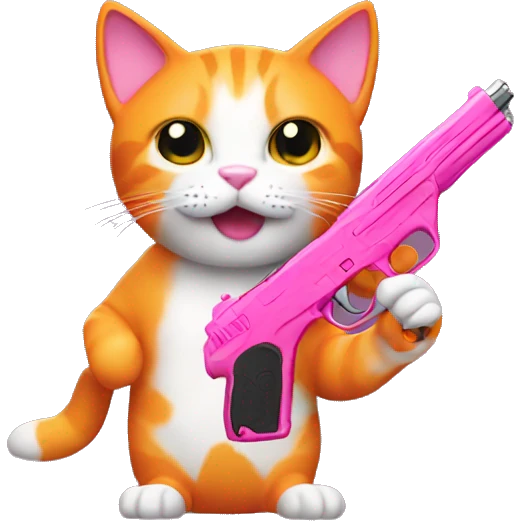 Orange cat with pink gun  emoji