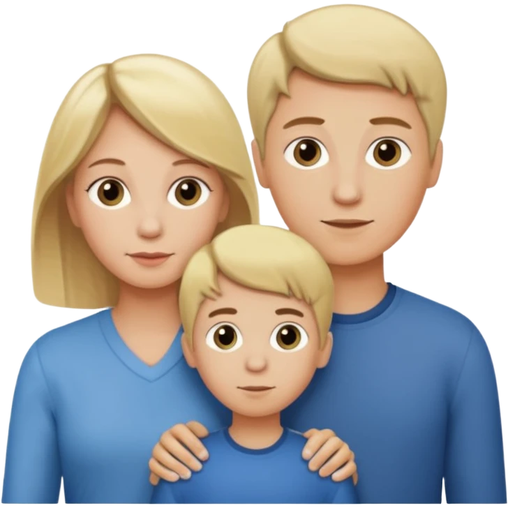 Mom with three kids (oldest girl with blonde hair, boy with brown hair, youngest boy with blonde hair) emoji