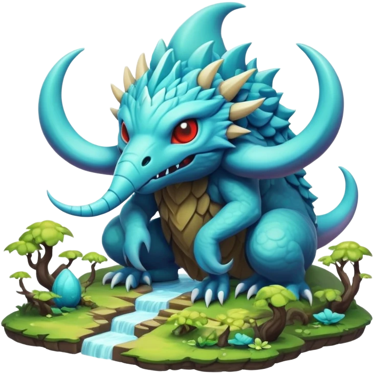 Epic complex detailed aesthetic-scenery-Fakémon-creature emoji