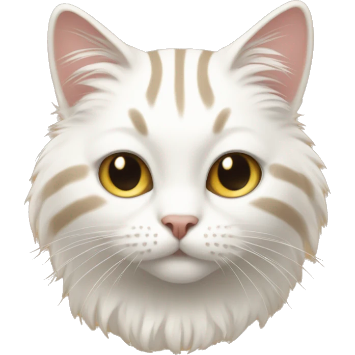 White cat with beige stripes and big fur emoji