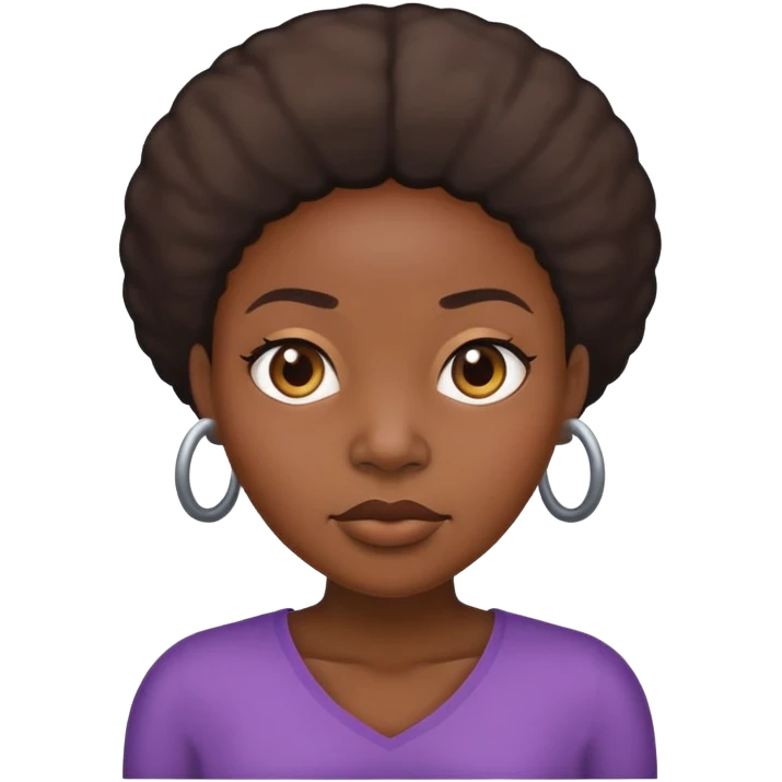 Black woman with jumbo head emoji
