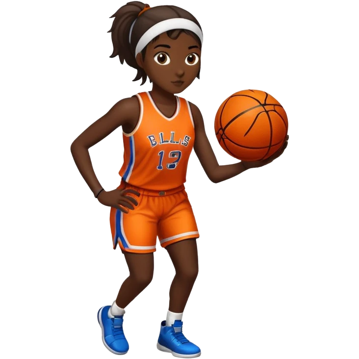 Female basketball player head shot with ball emoji