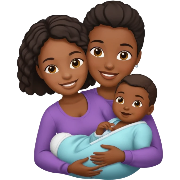 Black woman rocking her baby emoji
