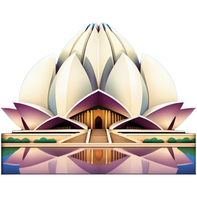 Cinematic Realistic Lotus Temple Landmark Emoji, showcasing the modern architectural marvel with petal‚Äêlike structures rendered with dynamic lighting and graceful textures. emoji