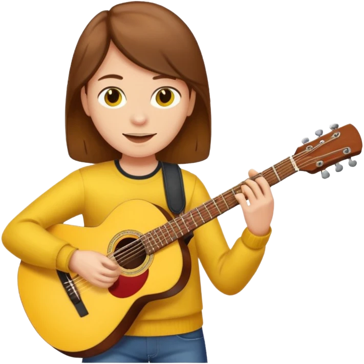 yellow Guy with brown hair playing a guitar emoji