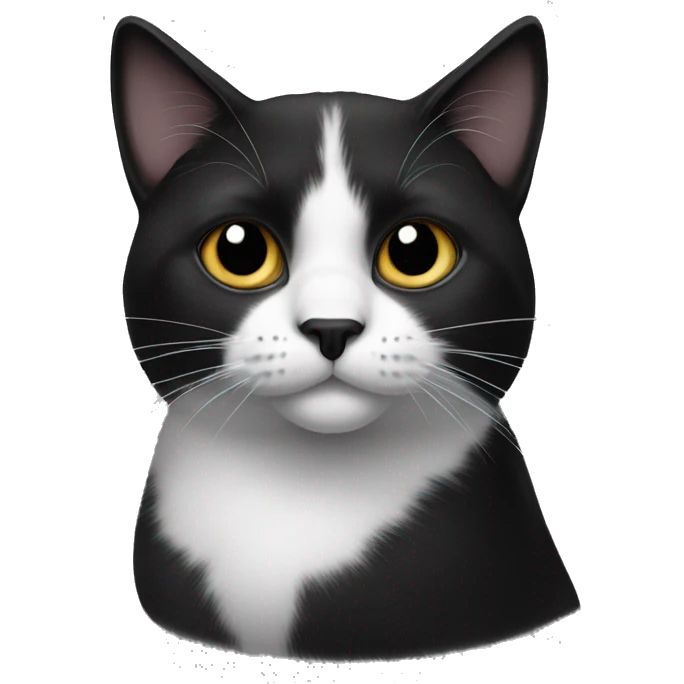 Black and white cat with black spot on nose emoji