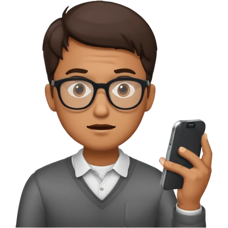 confused guy with phone in hand turned to left qualterly emoji