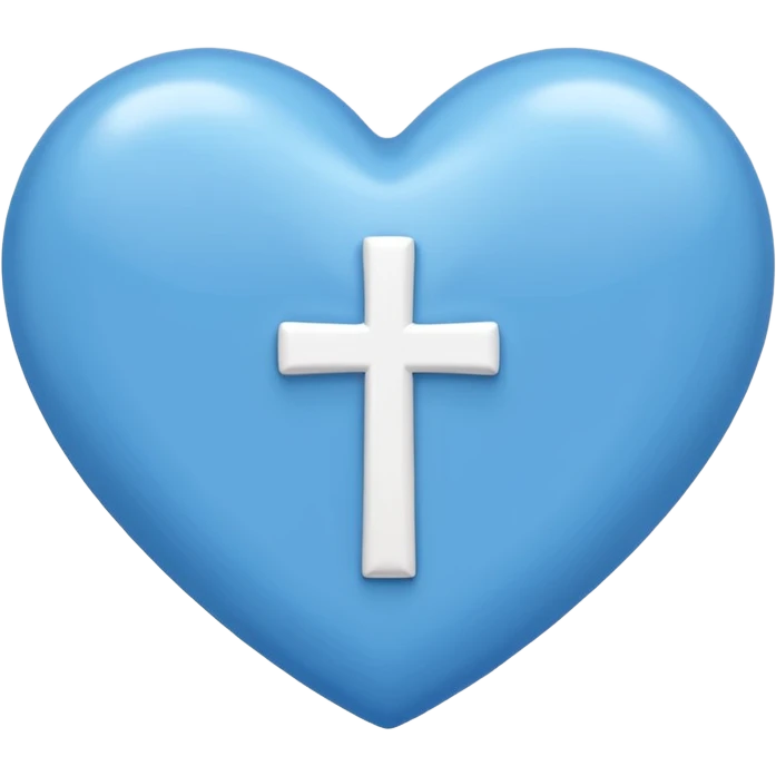 blue heart with christian simple cross emoji
