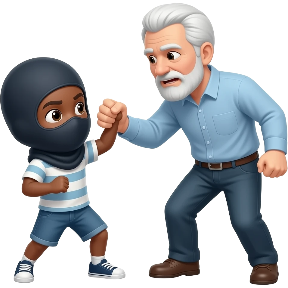 black child wearing a balaclava on getting beat up by an old white guy emoji