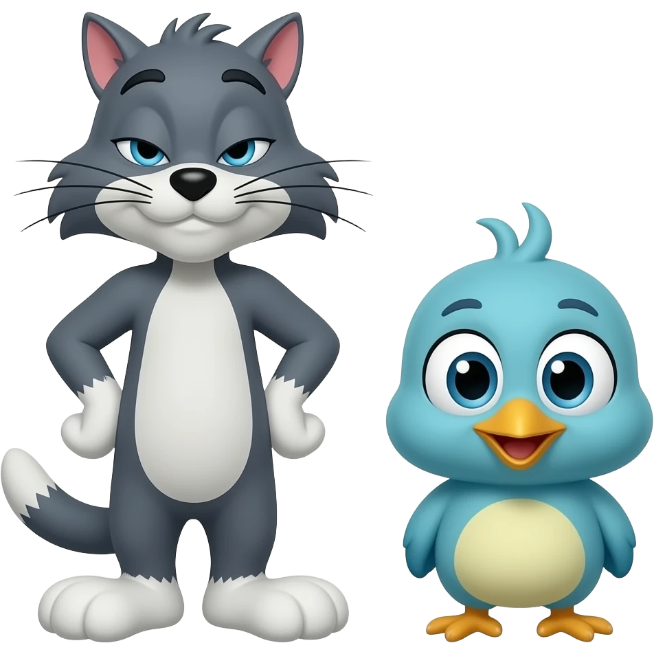 animated sylvester cat and teety bird emoji