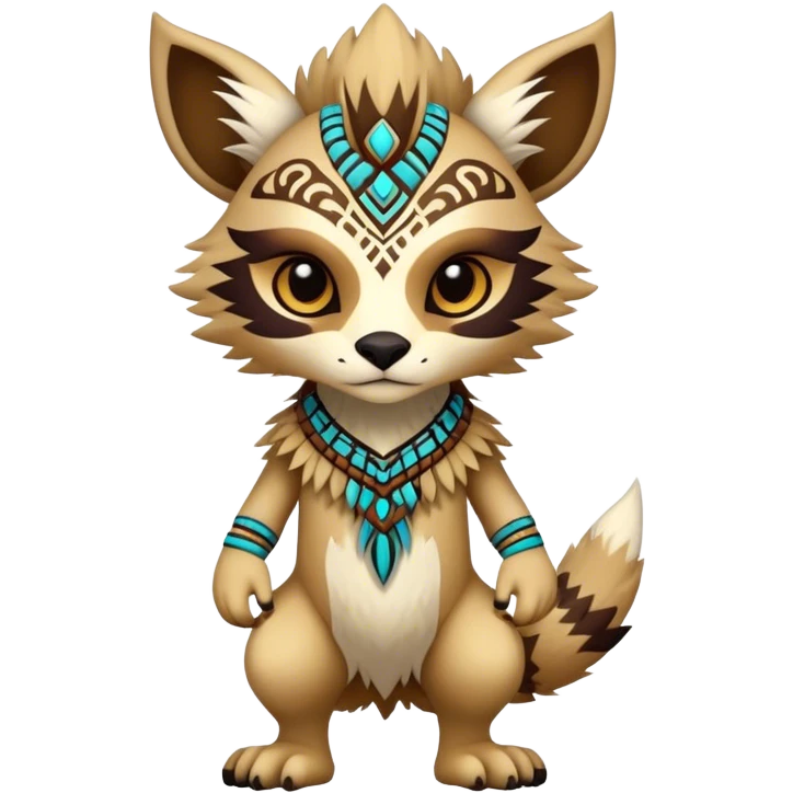 a colorful edgy cute vernid-fionbri-creature with tribal markings full body emoji