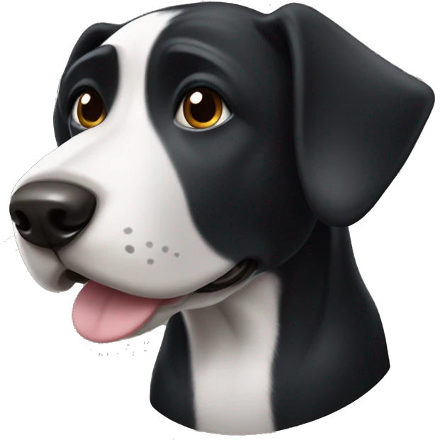 ￼Black dog with white chest with droopy ears  emoji