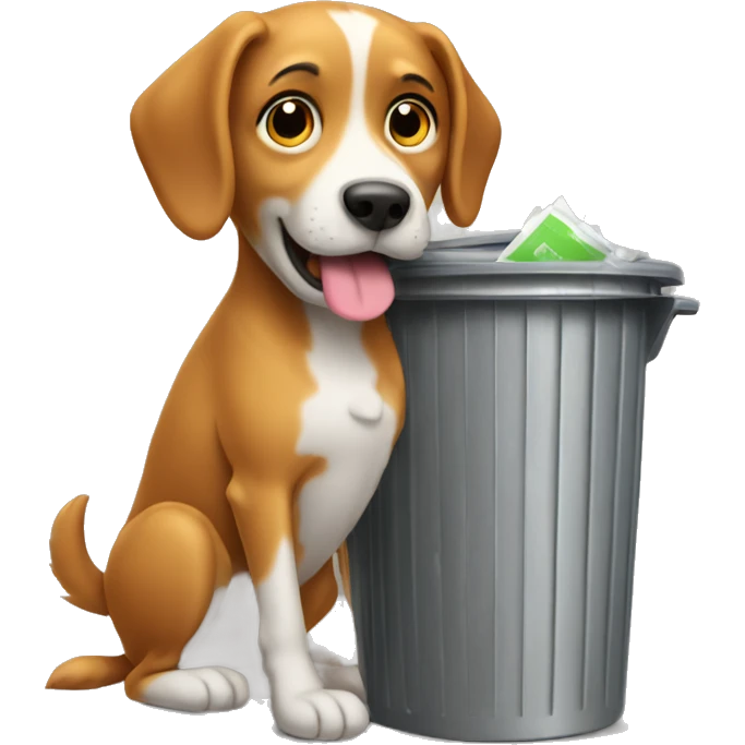 Dog getting in to trash can  emoji