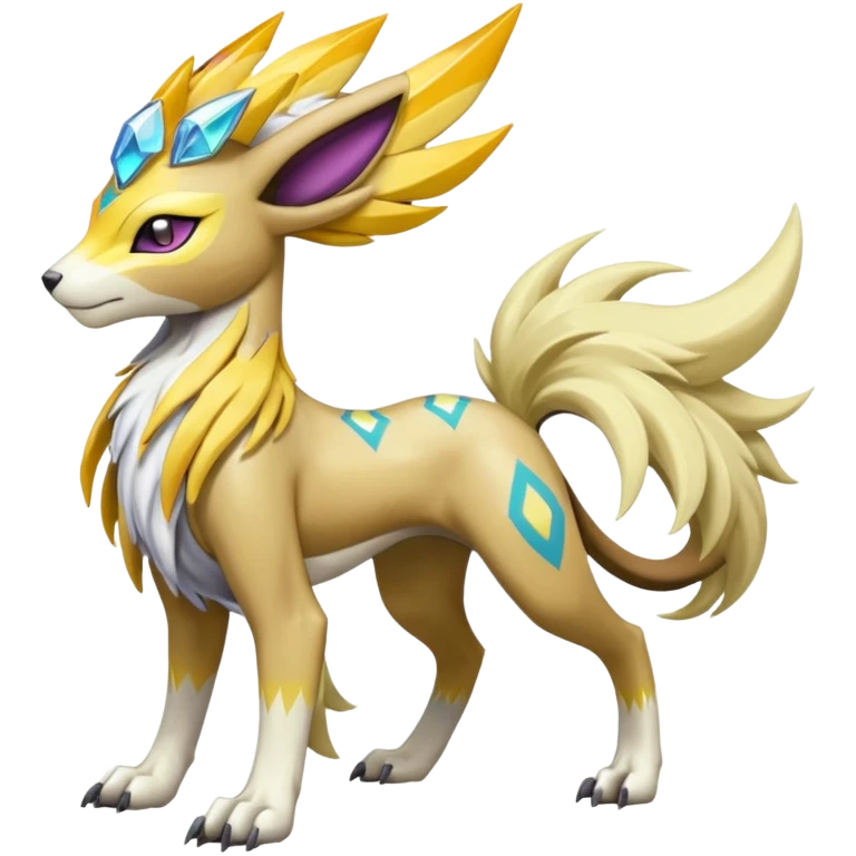 Colorful Futuristic Meloetta-Manectric-Solgaleo-Raikou-Pokémon-Digimon-Fakémon-fusion-hybrid-creature emoji