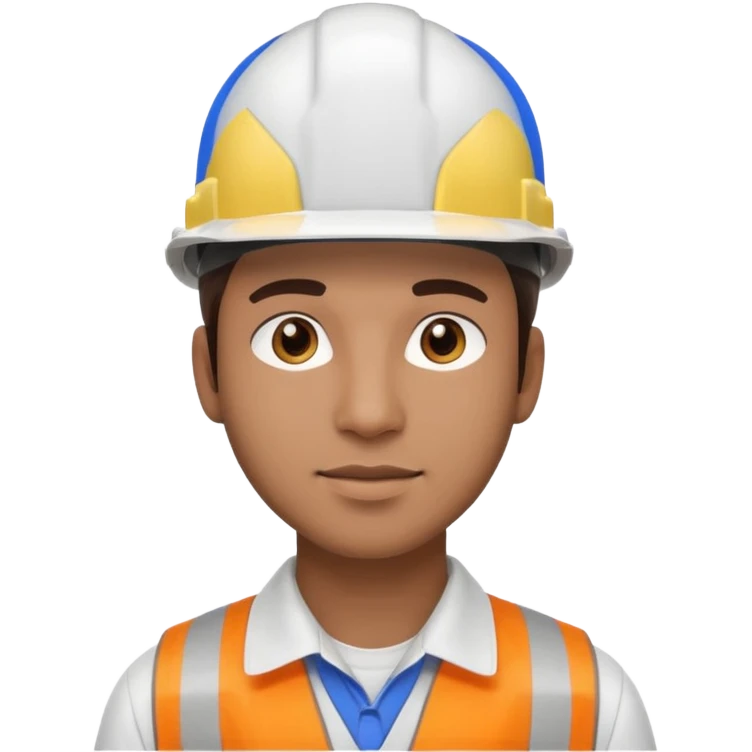 25-year-old man, engineering graduate, dark brown eyes, white hard hat, and light brown skin tone emoji
