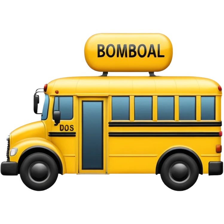 a school bus with bomboclat text in dianogal in front of it emoji