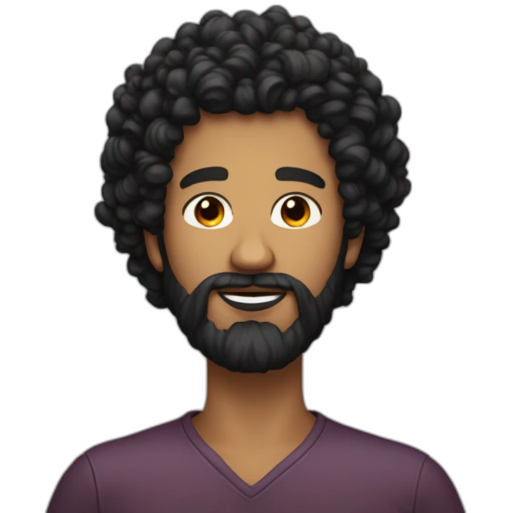 men with black curly hair and beard become developpement web god emoji