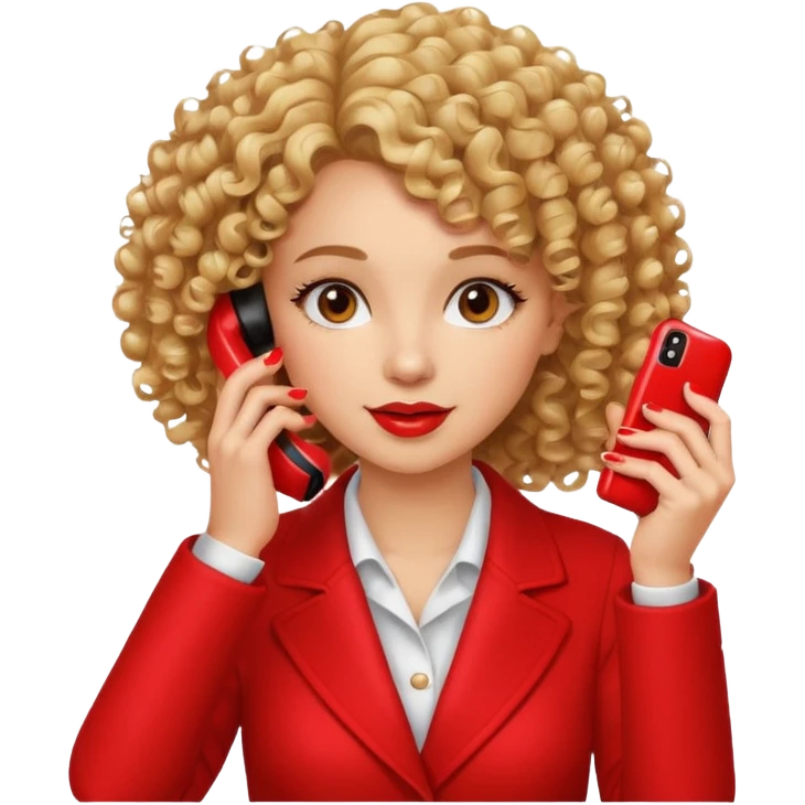 یک دختر مو فرفری که داره برای مشتریش ناخن میزاره و همزمان داره با تلفن صحبت میکنه emoji