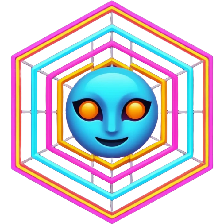 overlapping images, one realistic and one digital grid emoji
