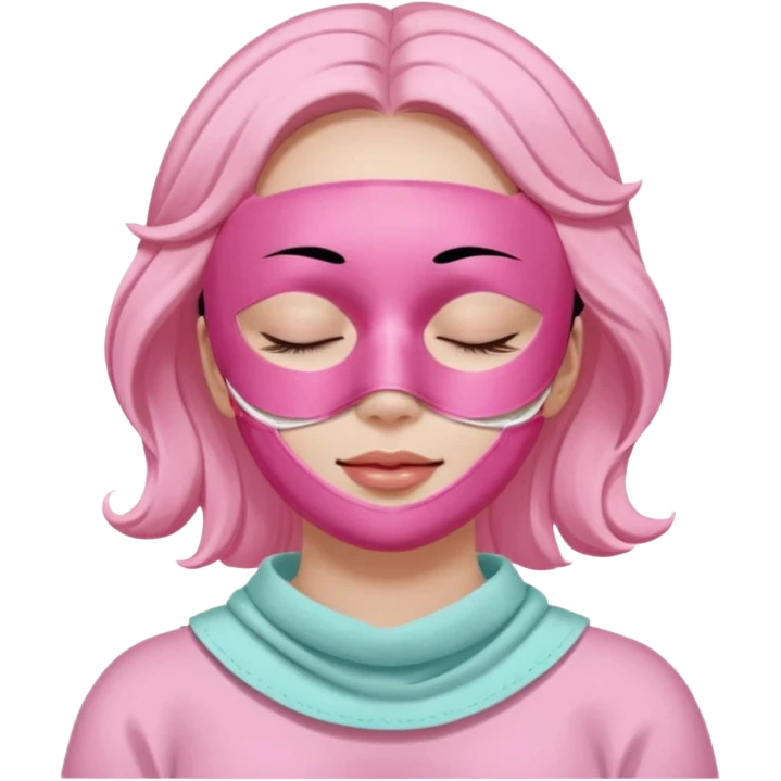Lady with pink face mask spa beauty full face relaxing emoji