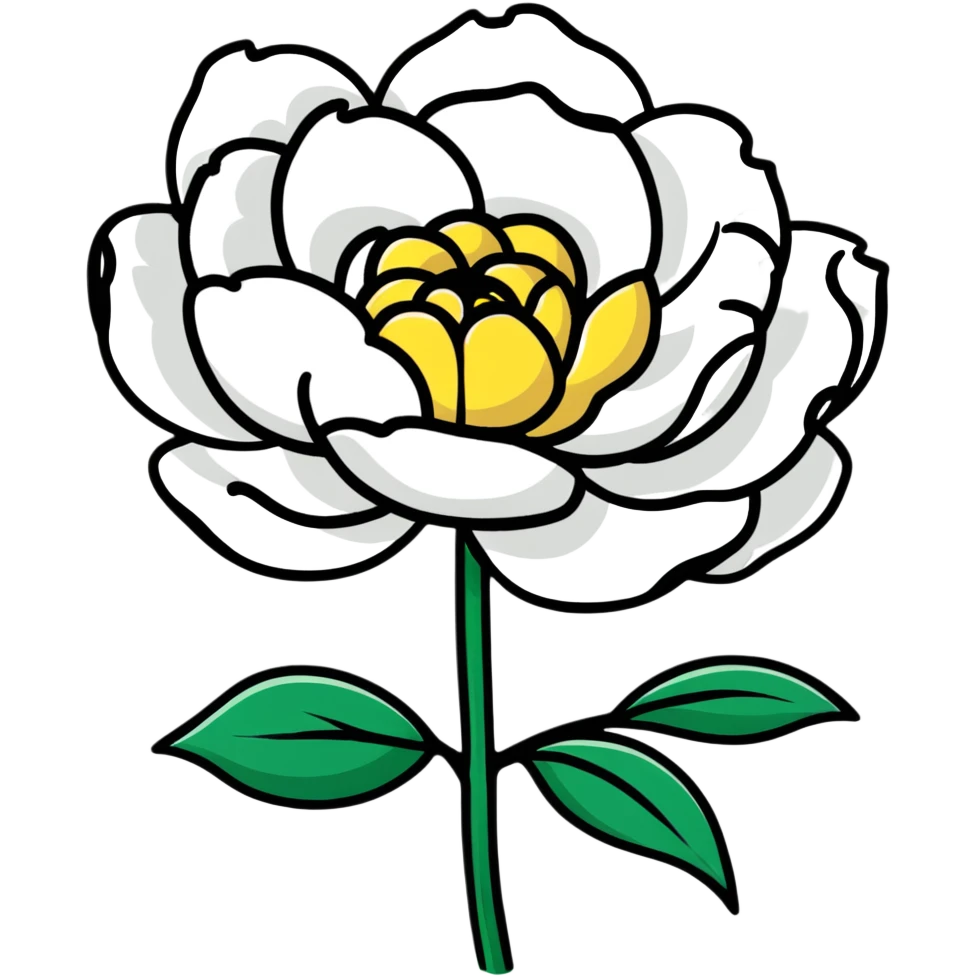 A white peony flower with golden center emoji
