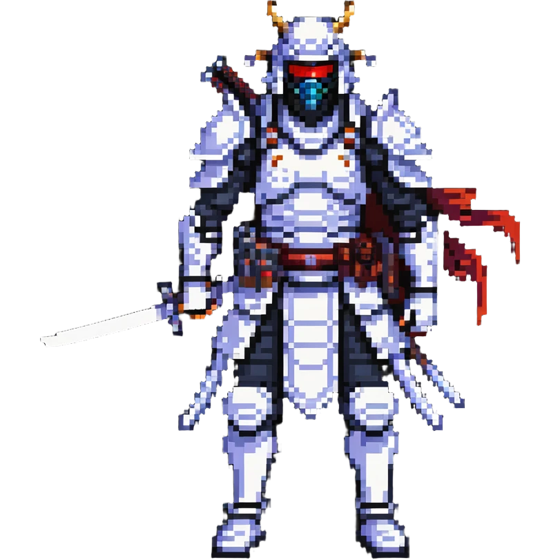 male cyborg samurai nomad with tech equipment emoji