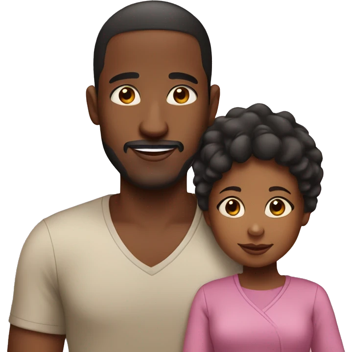 Young Black mother and father with baby emoji