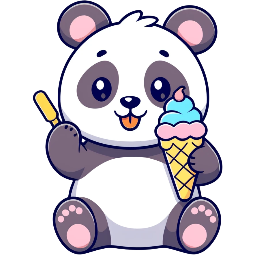 Panda eating ice cream emoji