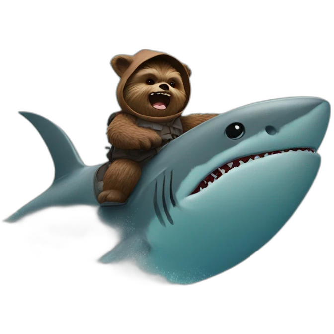 ewok riding a shark emoji