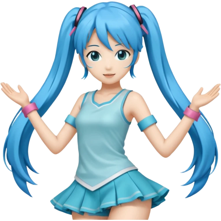 hatsune miku dancing in her classic outfit emoji