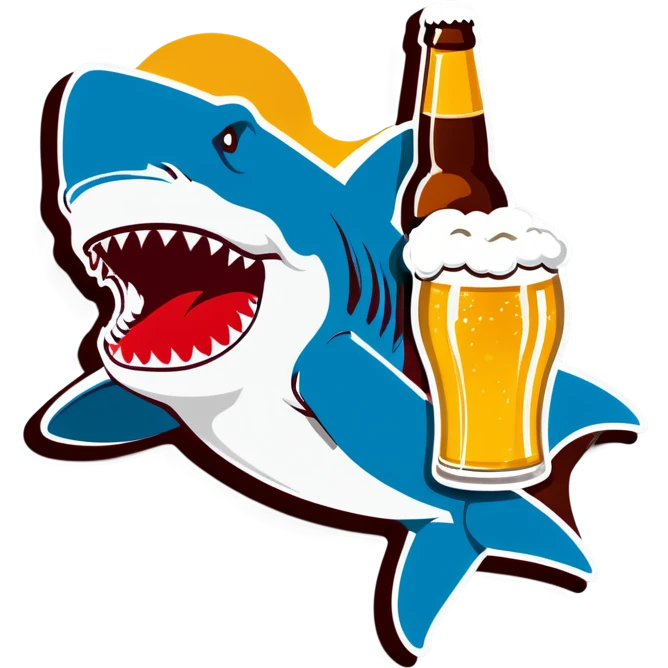 Shark with beer emoji