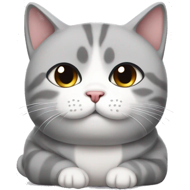 sad grey and white chubby exotic short hair cat emoji