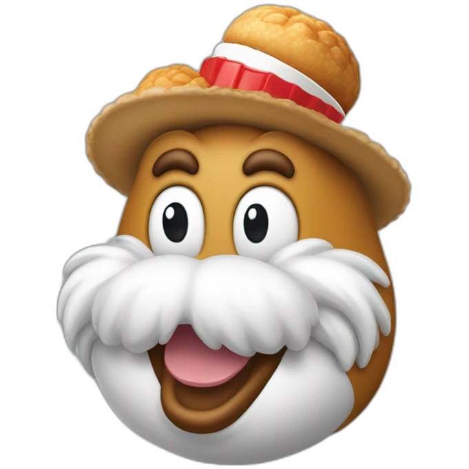 yoshi avec la barbe de la mascotte de kfc et un peruque blanche emoji