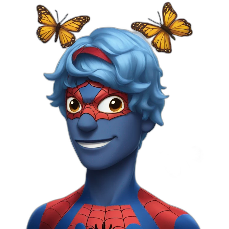 spider man with butterflies on his head emoji