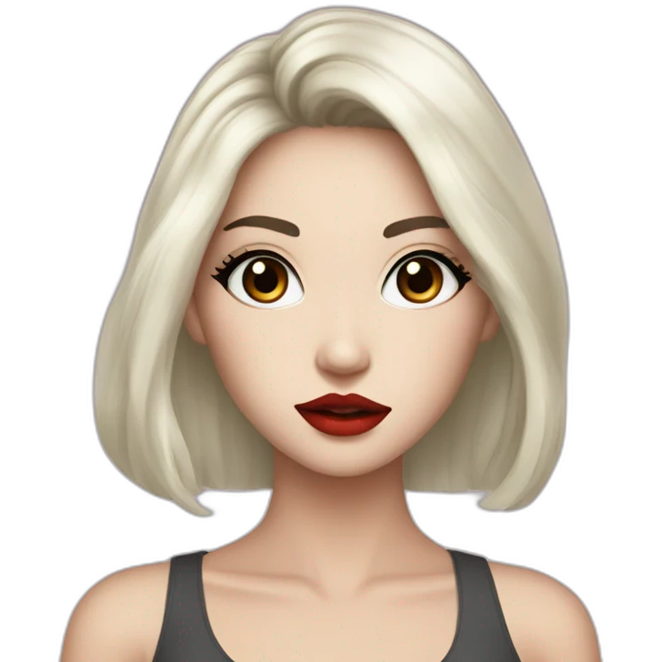 Beautiful young woman,Black hair,long hair,White skin,oval face,big eyes,Blackeyes,Redlips,Chinese emoji