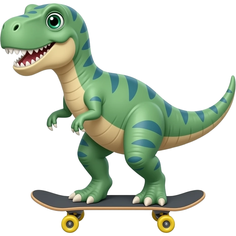 Dinosaur on a skateboard emoji