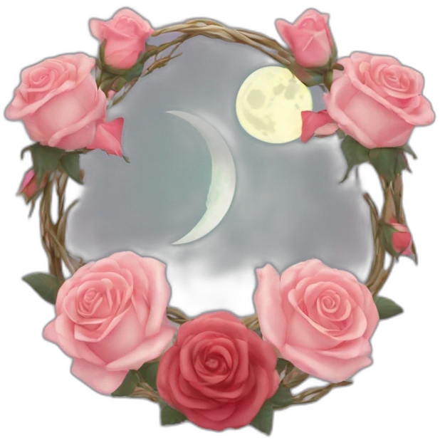 Wiccan triple moon with roses emoji