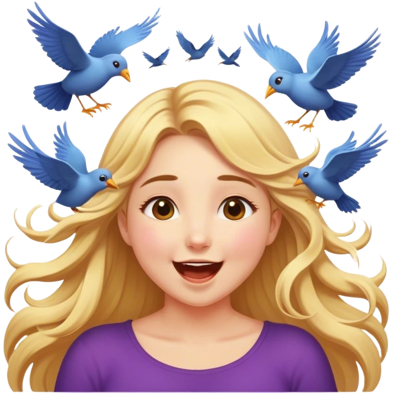 Cinematic Adorable Aurora Portrait Emoji, Giggling in surprise as birds land on her shoulders, cheeks flushed, golden locks bouncing, an irresistible mix of playfulness and beauty! emoji